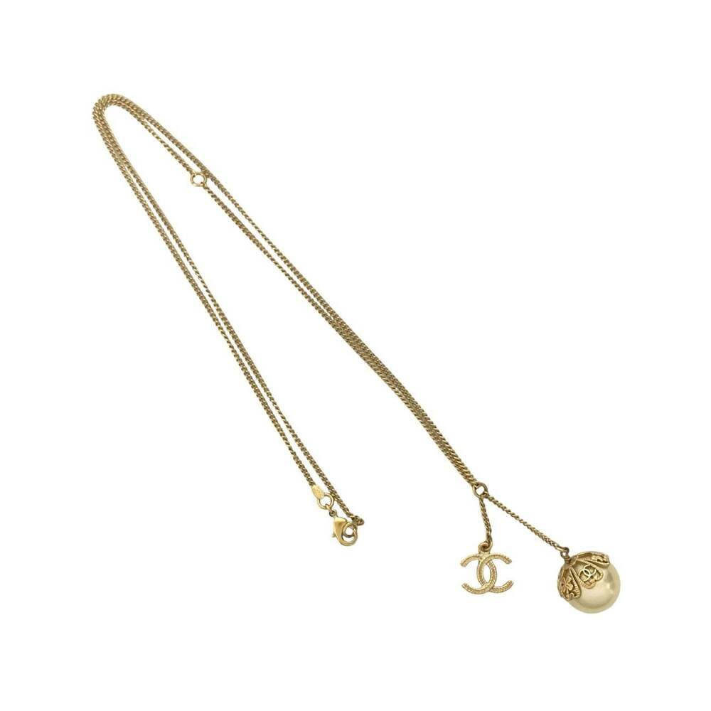 CHANEL Authentic Gold Pearl Logo Necklace - Picture 4 of 4